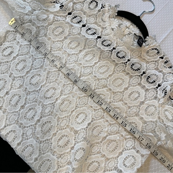 Aqua White Bishop Sleeve Lace Sheer Blouse Small - Picture 8 of 8